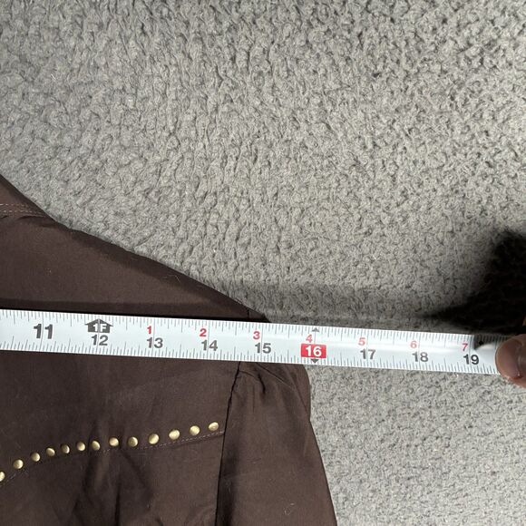 WRANGLER x YELLOW ROSE by Kendra Scott Rodeo Shirt Women M Brown Studded Western - Picture 12 of 12